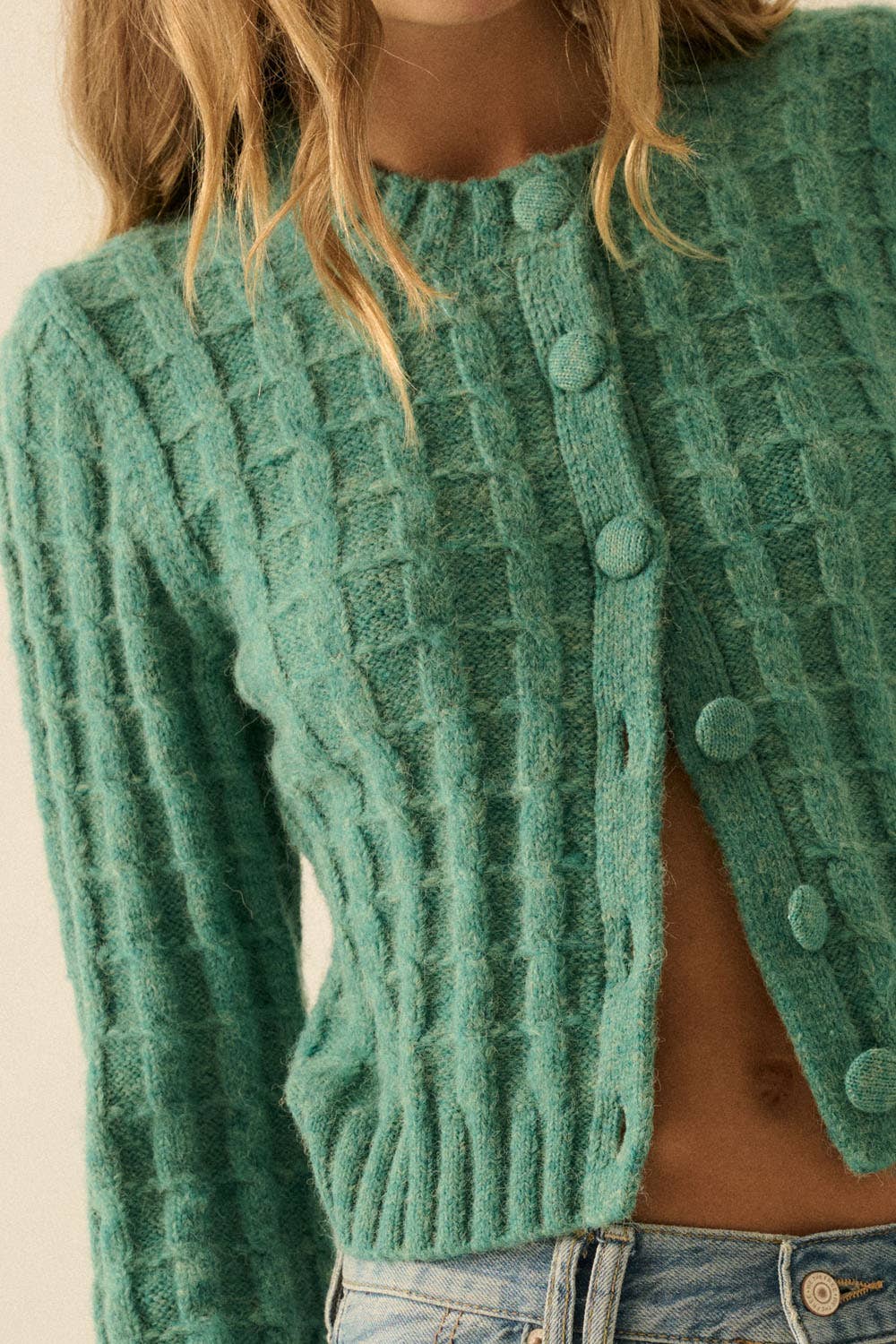 Cable Knit Button-Up Cardigan Sweater