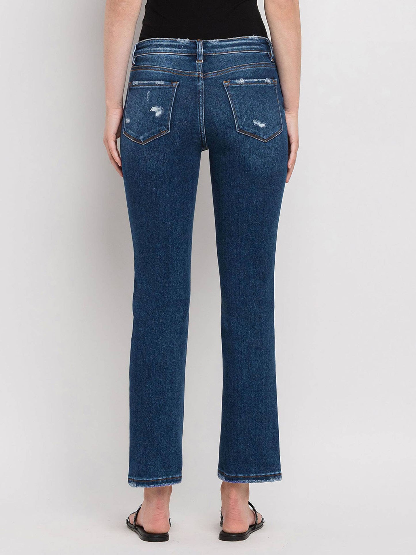 Mid Rise Ankle Slim Straight Jeans