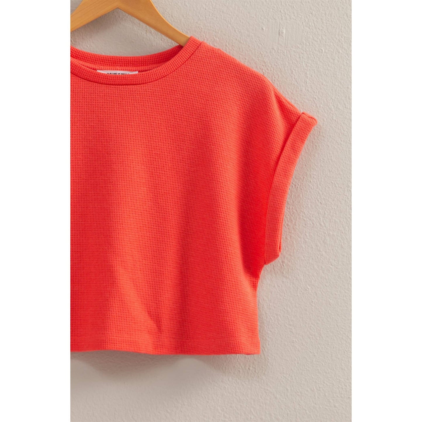Casual Waffled Knit Crop Top