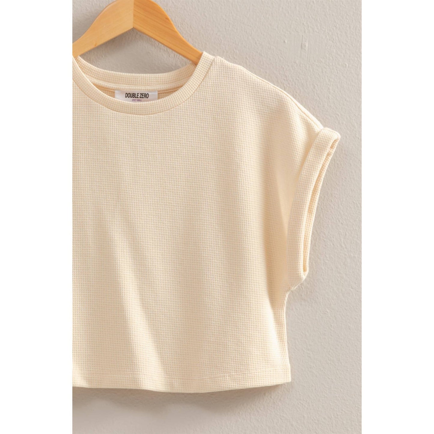 Casual Waffled Knit Crop Top