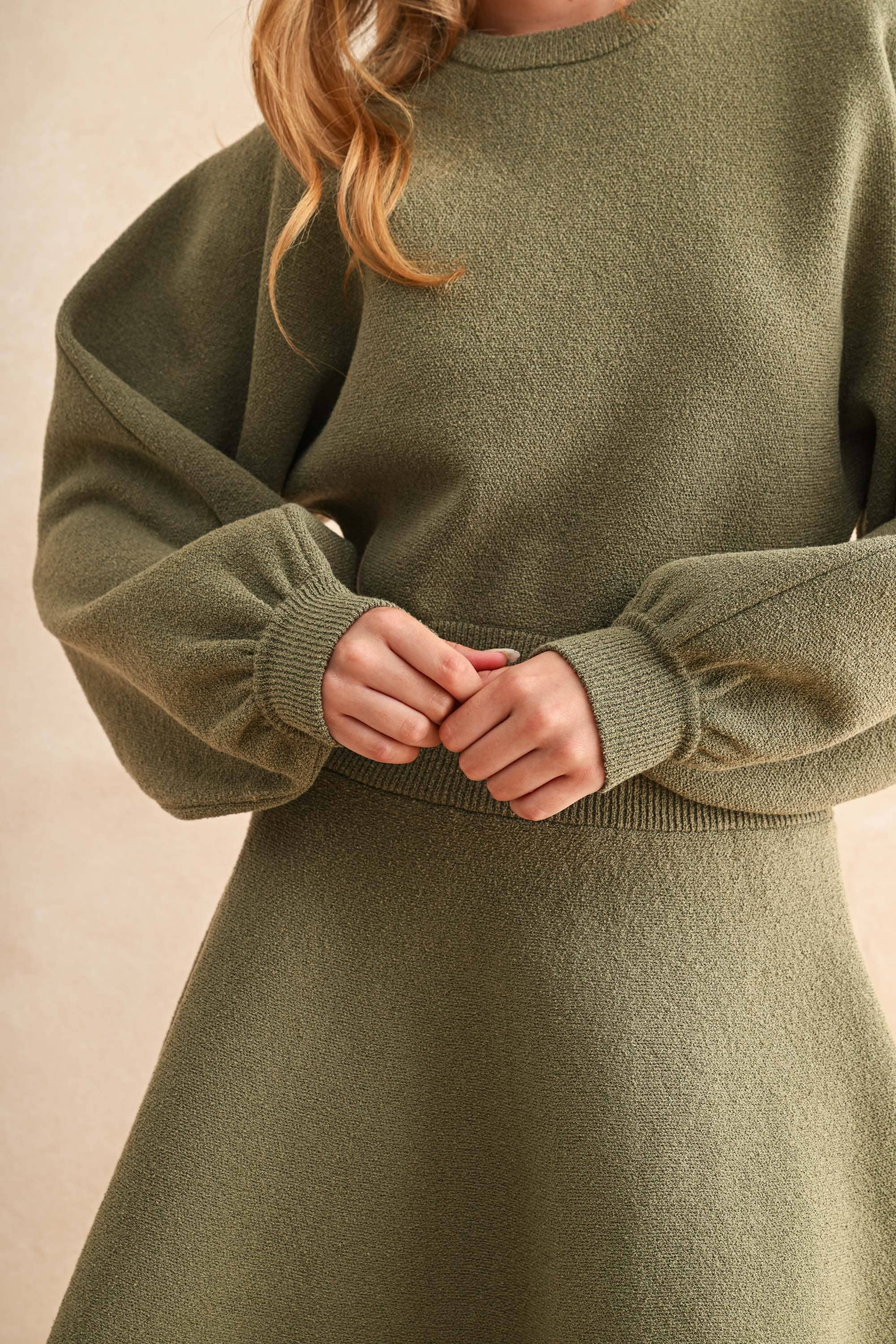 BALLON SLEEVE SWEATER DRESS