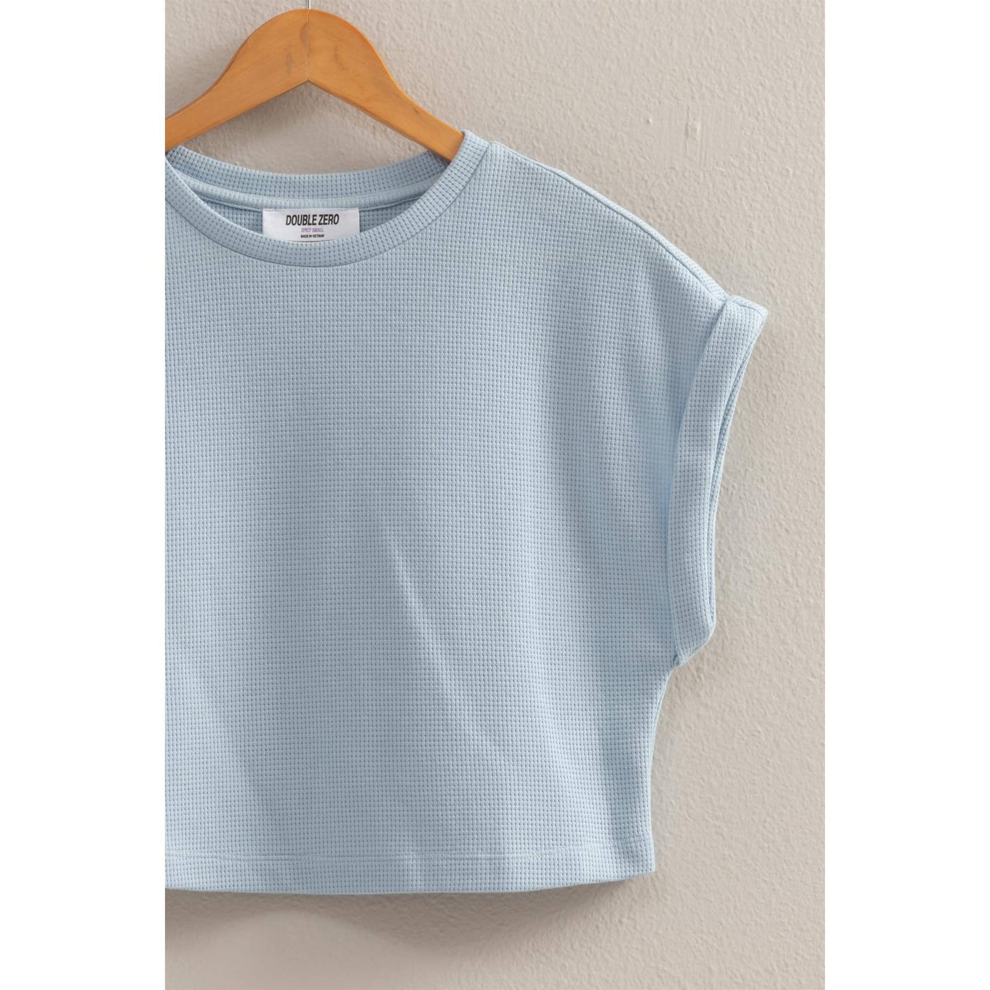 Casual Waffled Knit Crop Top