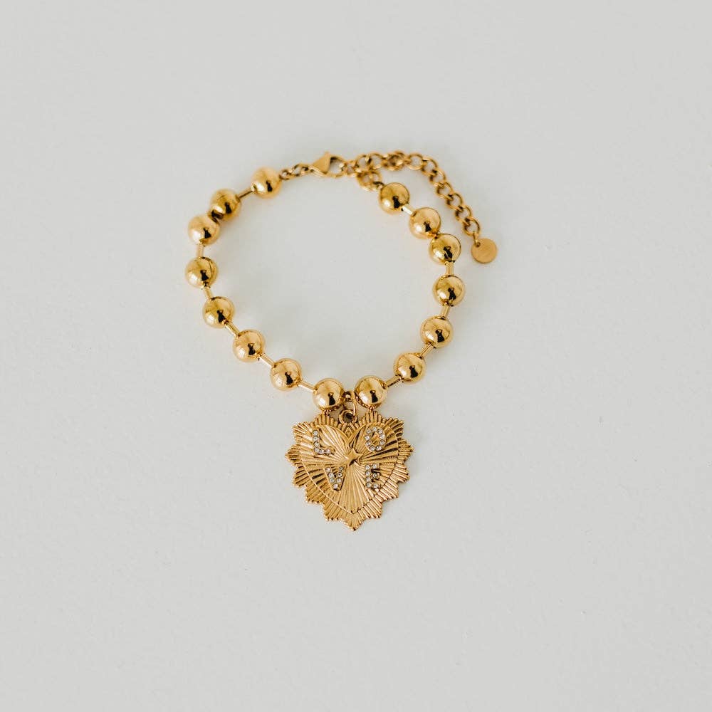 Sunburst Heart Love Beaded Bracelet