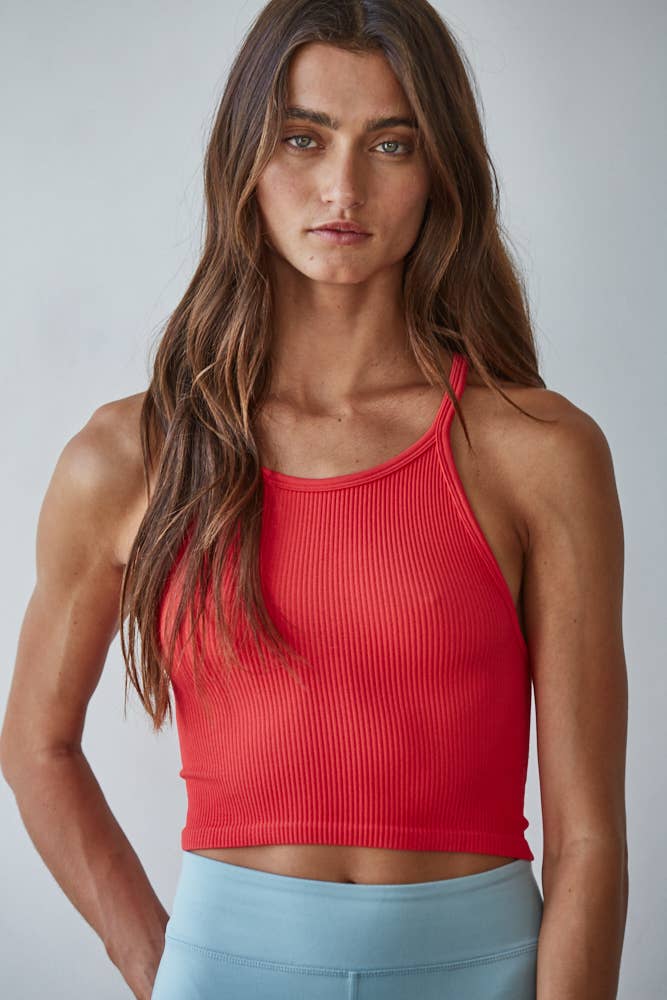 High Quality Seamless Sleeveless Halter Neck Top