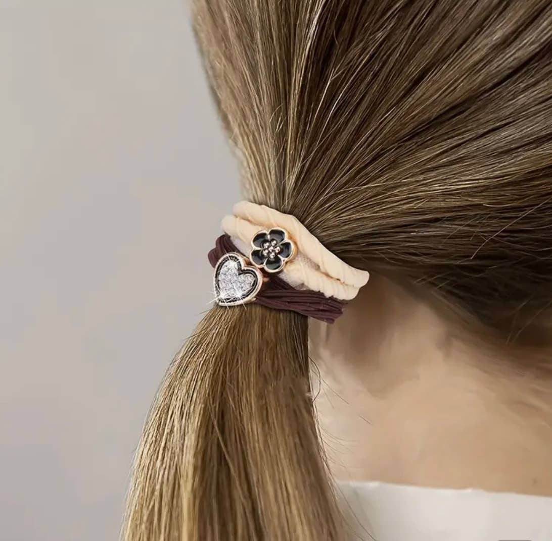 Charm Hair Ties | Brown & Black