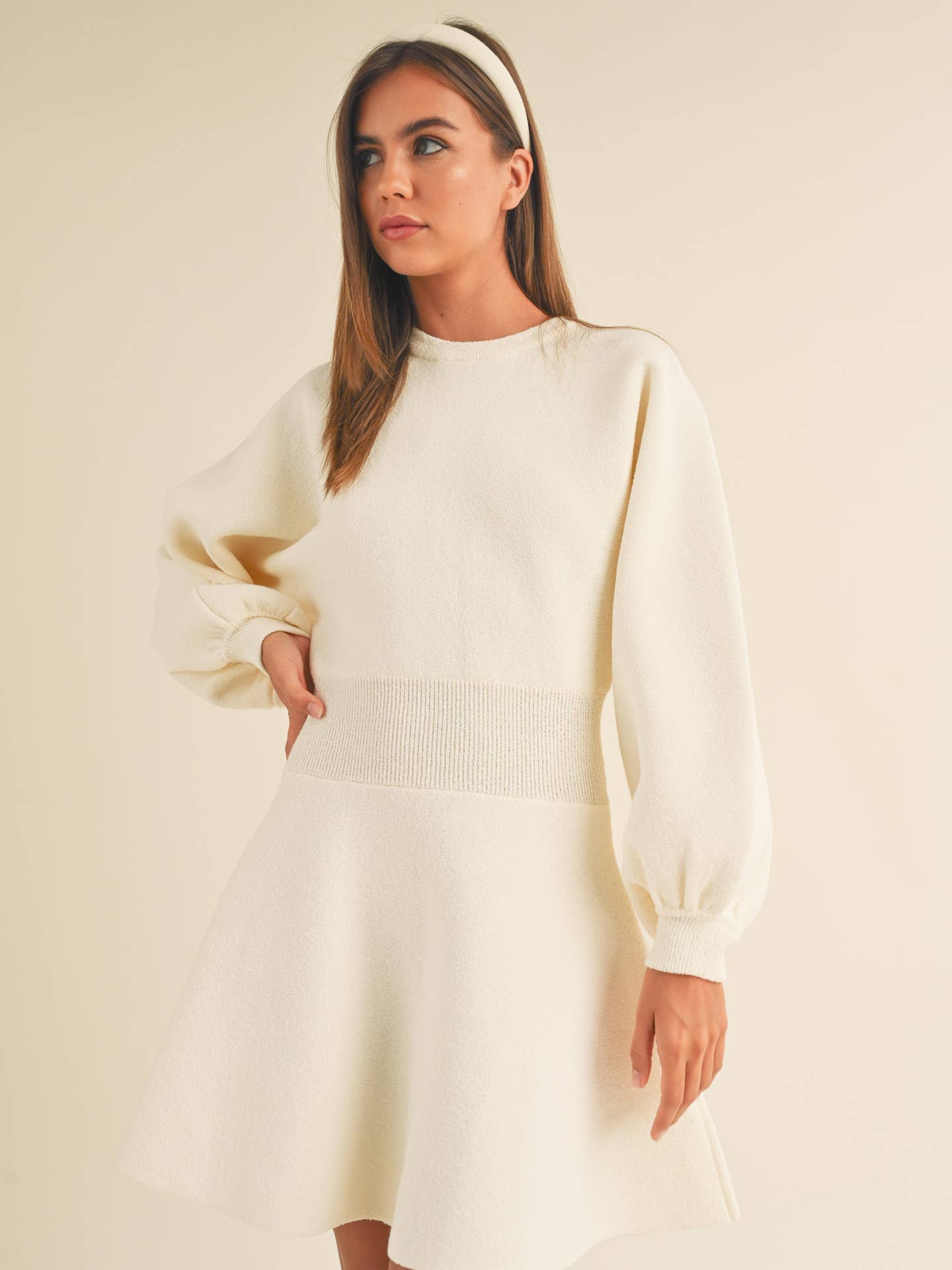 Hazel Ballon Sleeve Sweater Dress