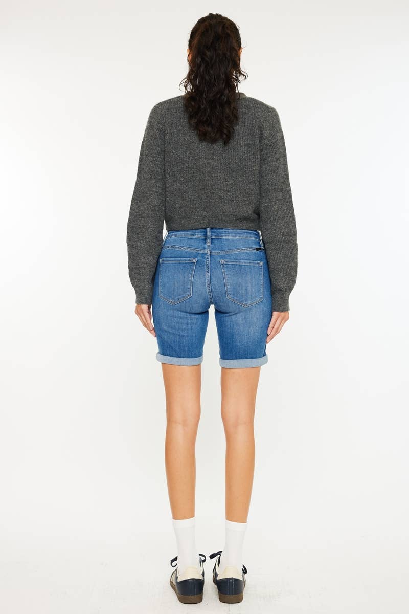Mid Rise Denim Shorts