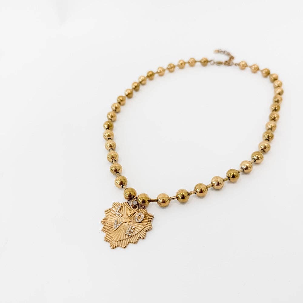 Sunburst Heart Love Pendant Necklace