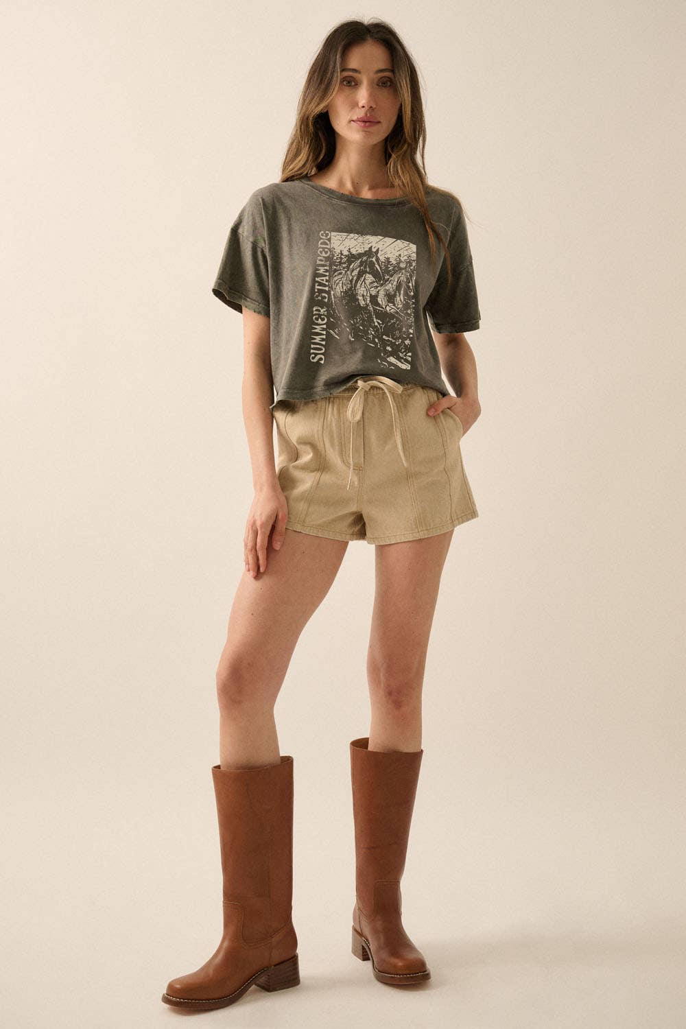 Summer Stampede Distress Cropped Graphic Tee