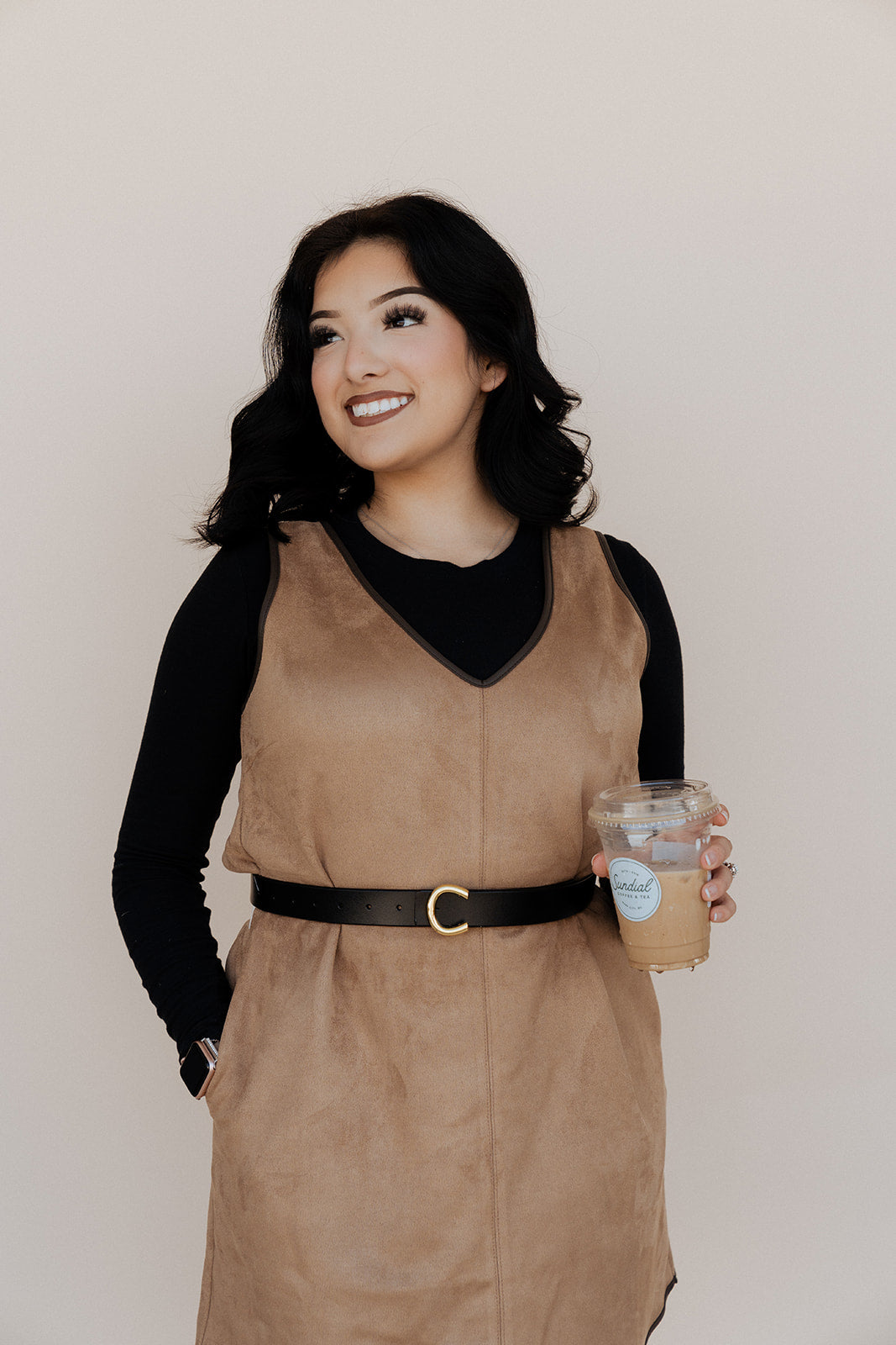 V- Neck Suede Dress