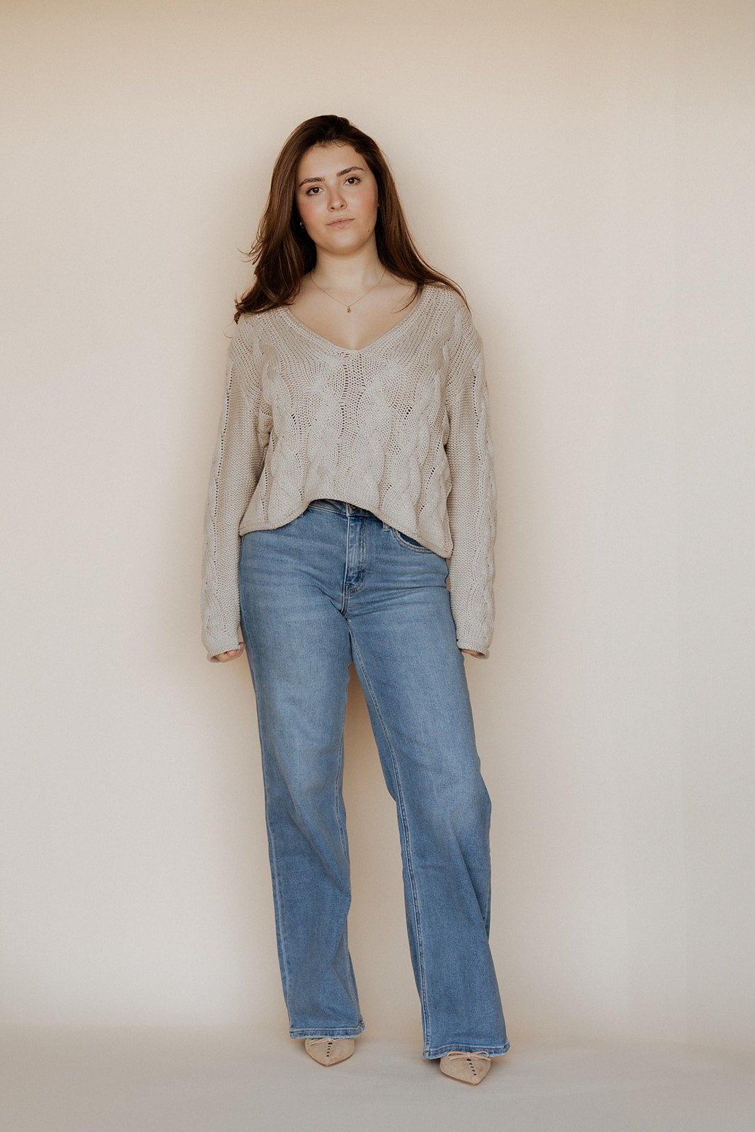 Cable Knit Cropped Sweater