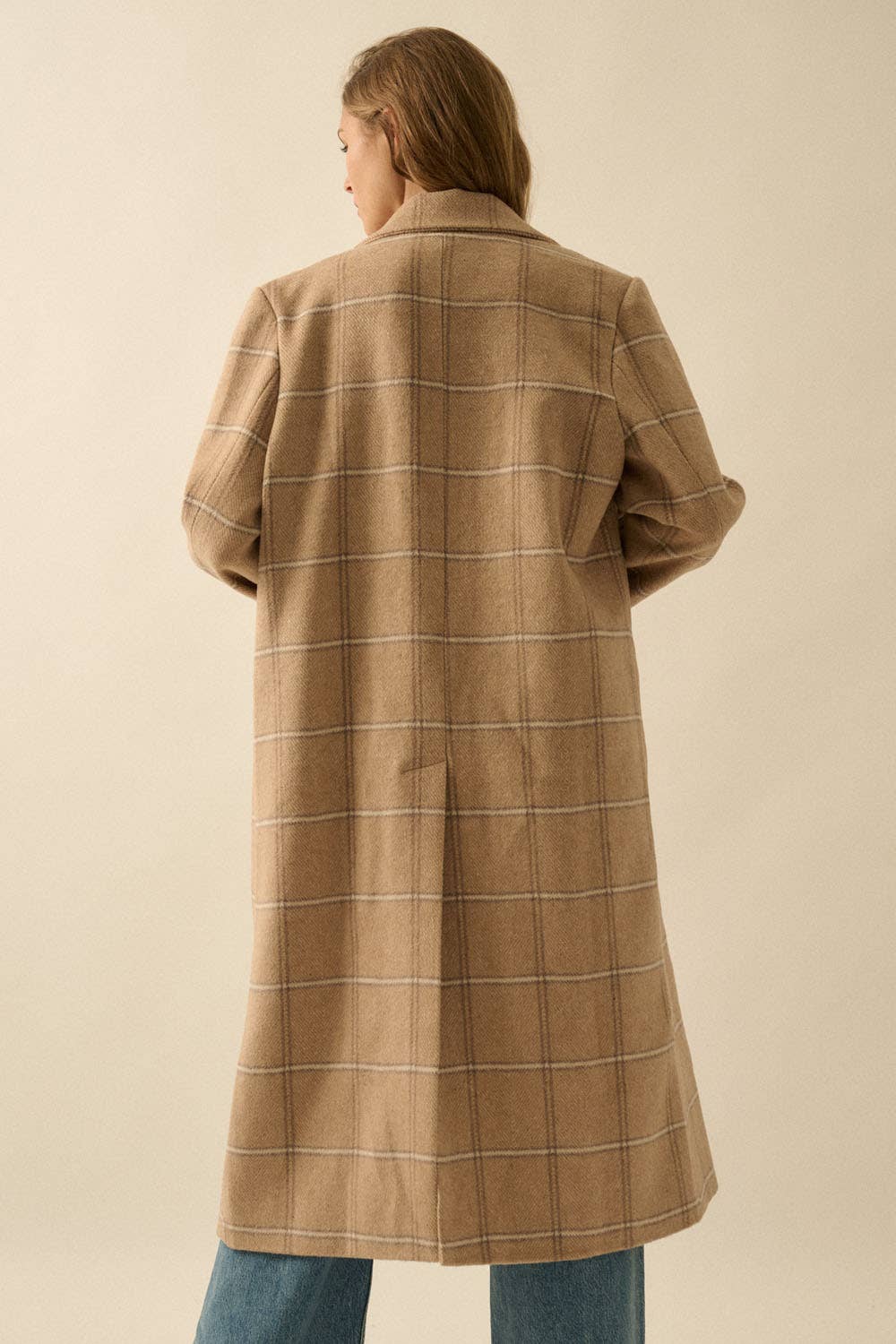 Plaid Herringbone Tweed Overcoat