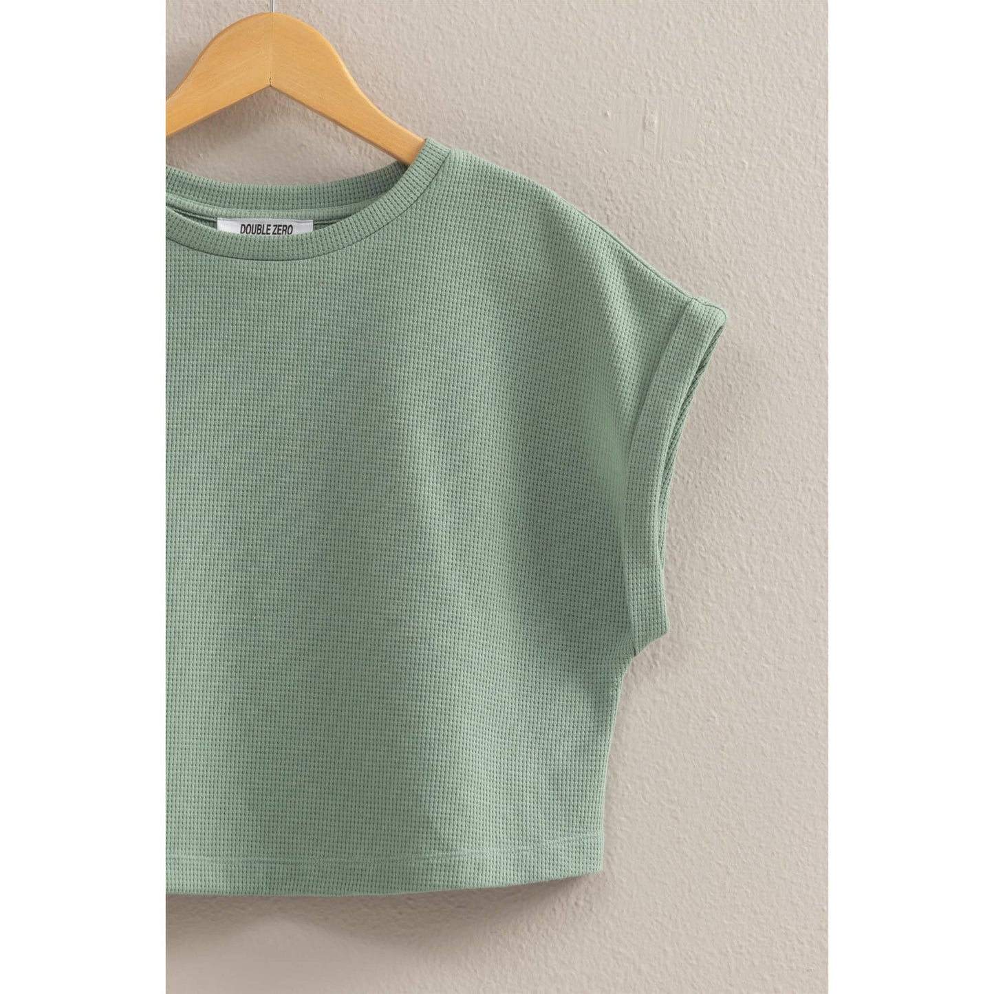 Casual Waffled Knit Crop Top