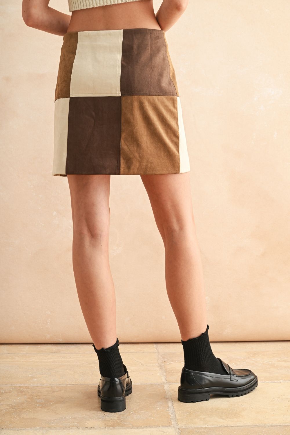 Patch Work Suede Skirt