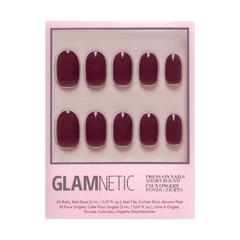 Berry Maroon Press-On Nails | Fall Solids | Short Round