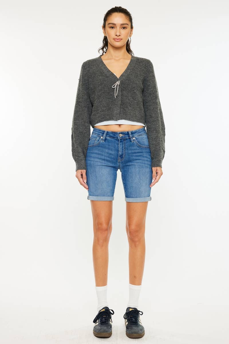 Mid Rise Denim Shorts