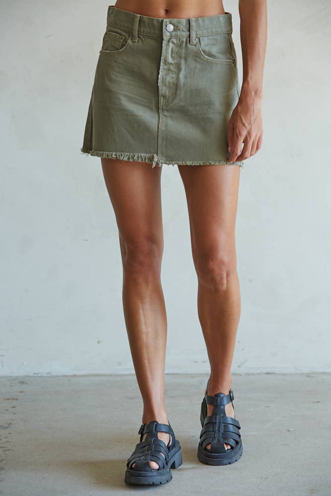 Fray Denim Mini Skirt