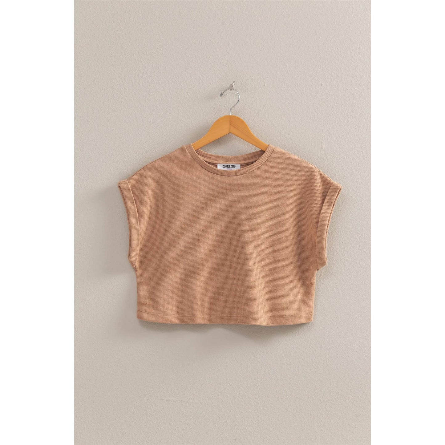 Casual Waffled Knit Crop Top