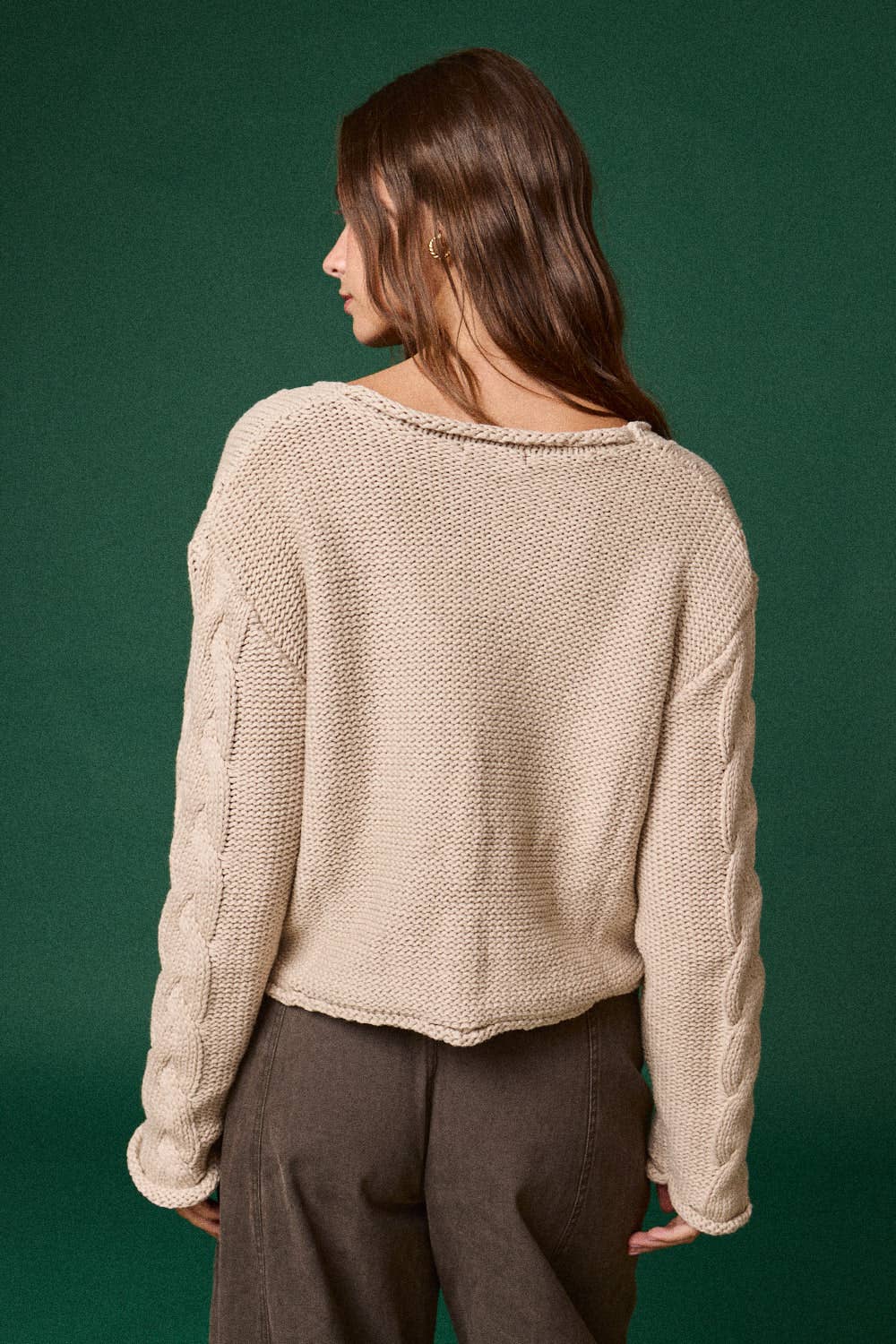 Cable Knit Cropped Sweater