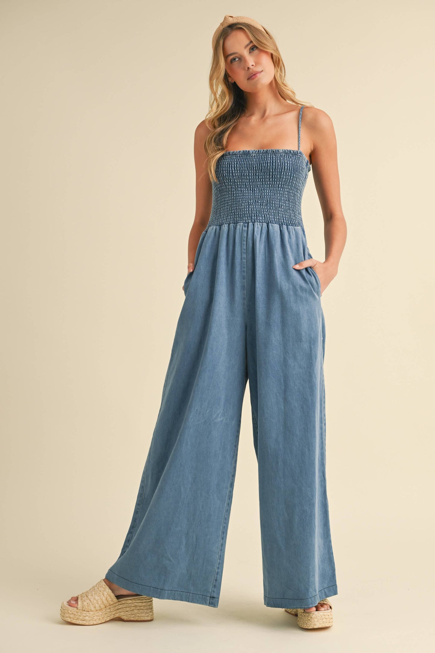 Sammie Smocked Wide Leg Jumpsuit