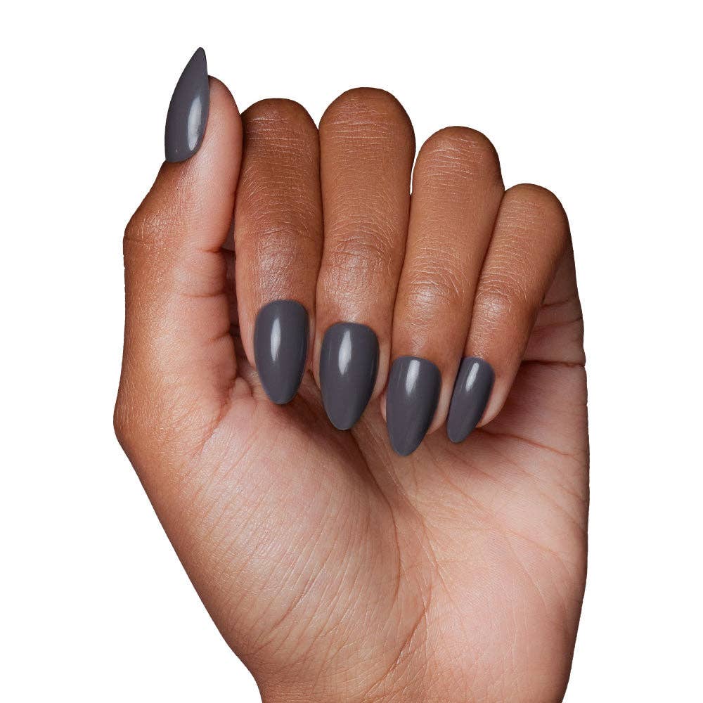 Ash Gray Press-On Nails | Fall Solids | Short Almond