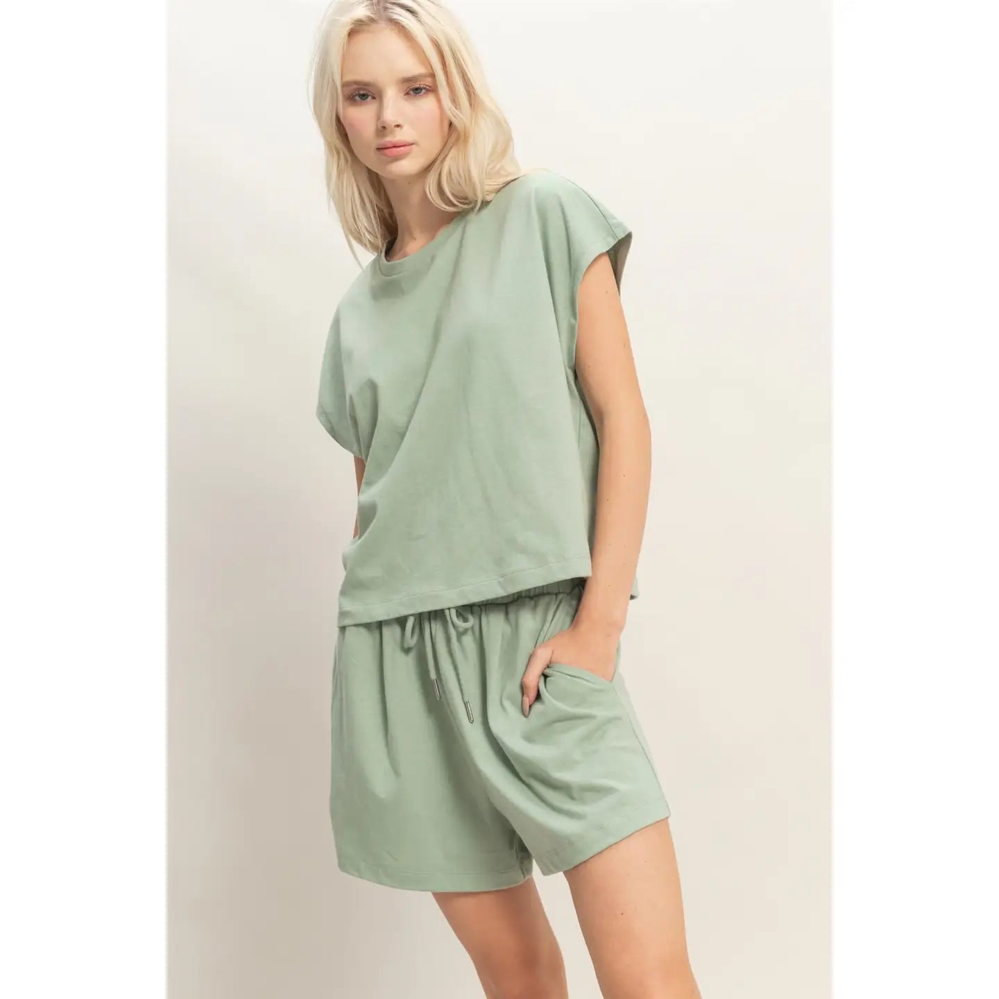 Cap Sleeve Shorts Set