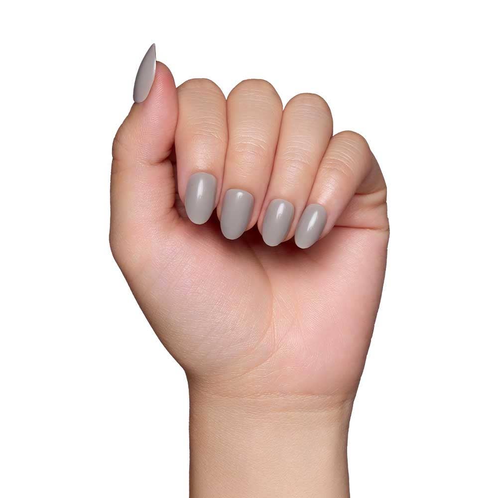 Pure Gray Press-On Nails | Short Oval Solid Holiday Nails