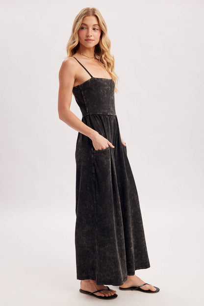 Washed Spaghetti strap wide leg jumpsuit