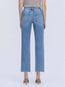 HIGH RISE DISTRESSED DETAIL ANKLE STRAIGHT JEANS