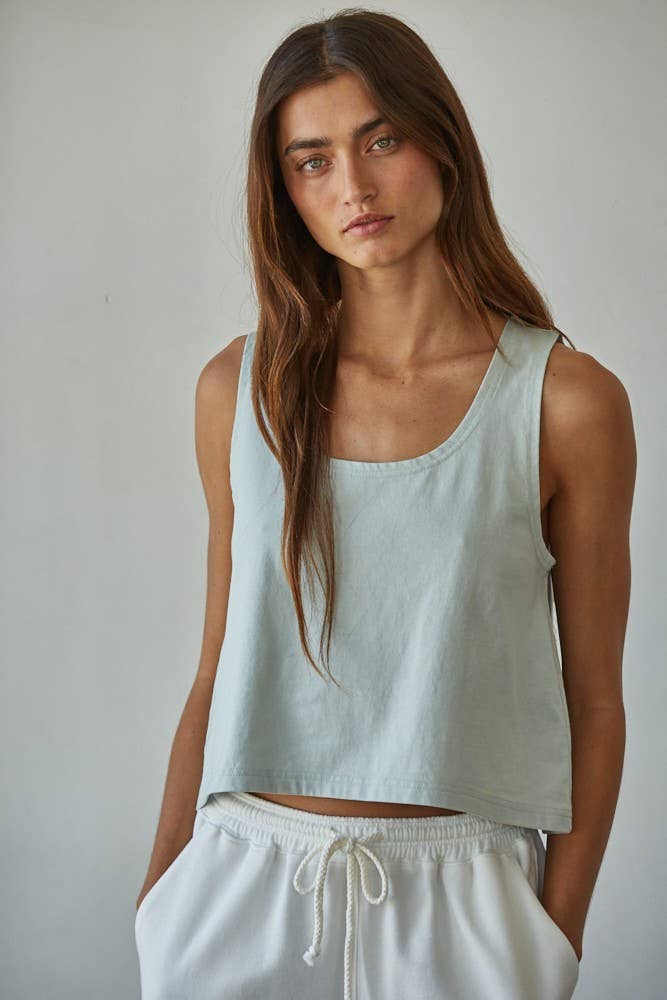 Knit Cotton Scoop Neck Sleeveless Tank Top