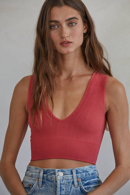 Seamless V-Neck Crop Tank Top
