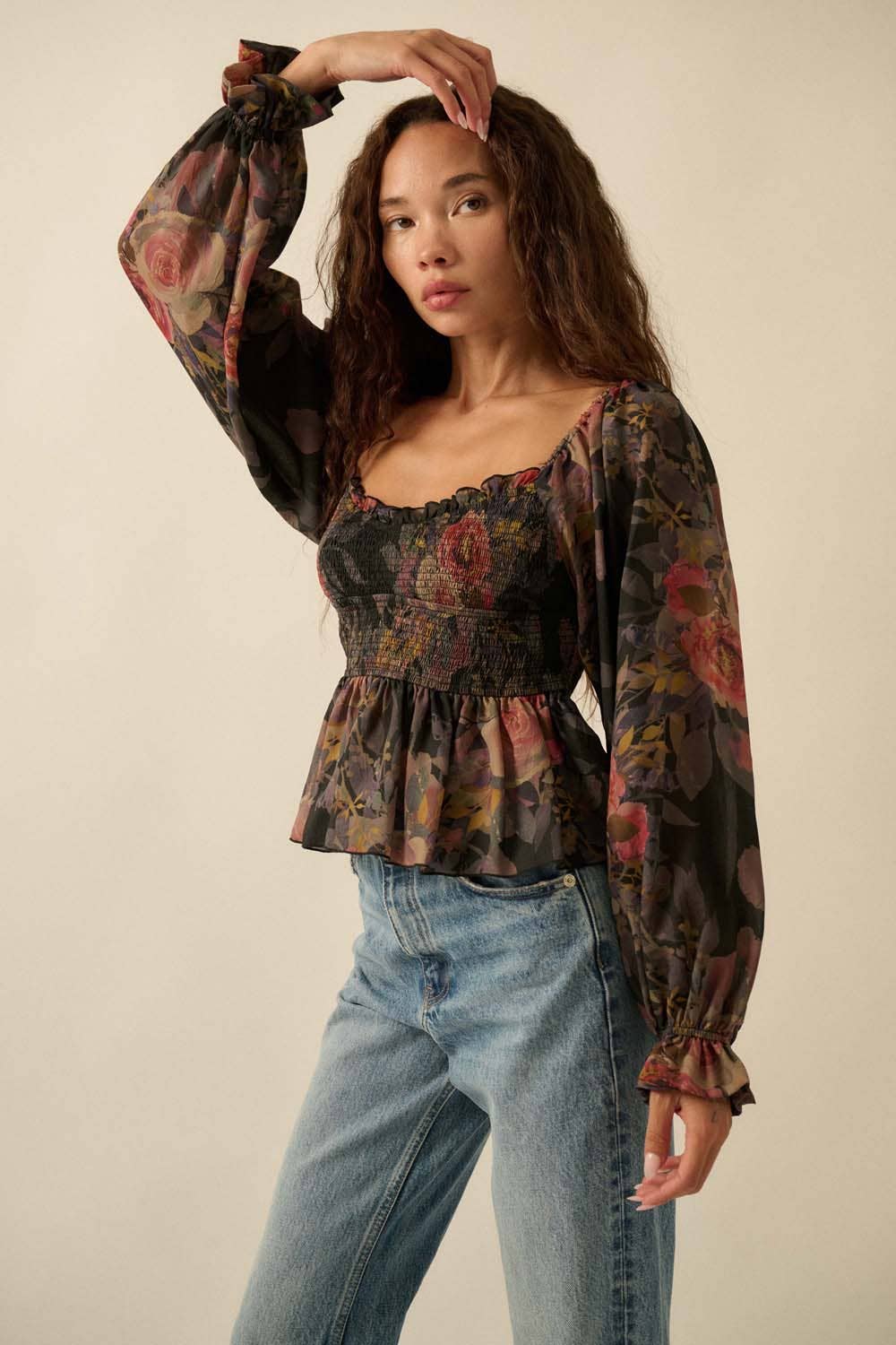 Floral Sweetheart Peplum Top