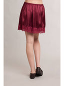 Sierra Wine Satin Lace Skirt