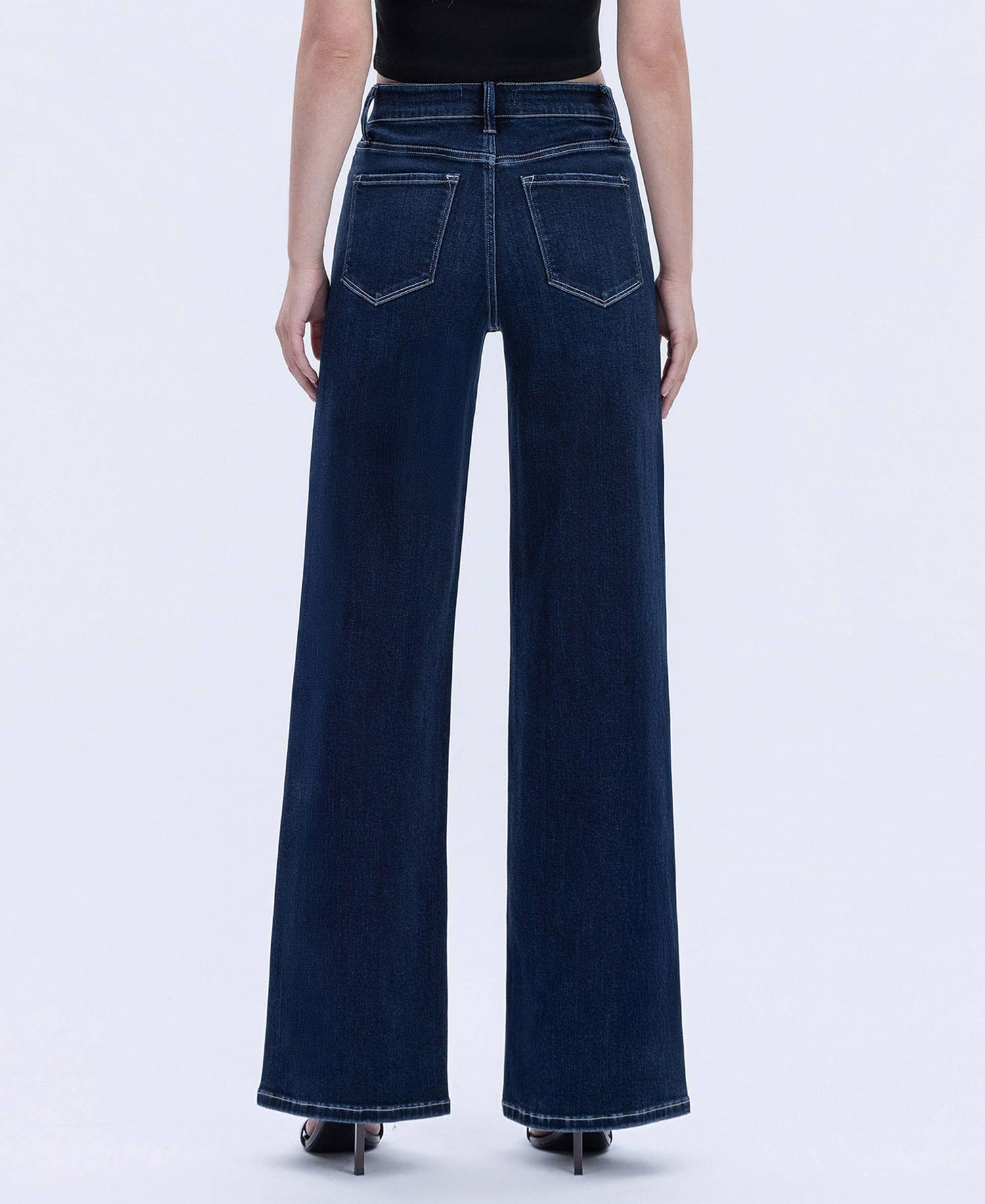 High Rise Dark Full Length Wide Jeans