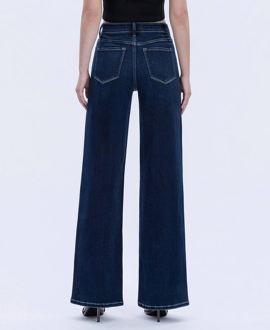 High Rise Dark Full Length Wide Jeans
