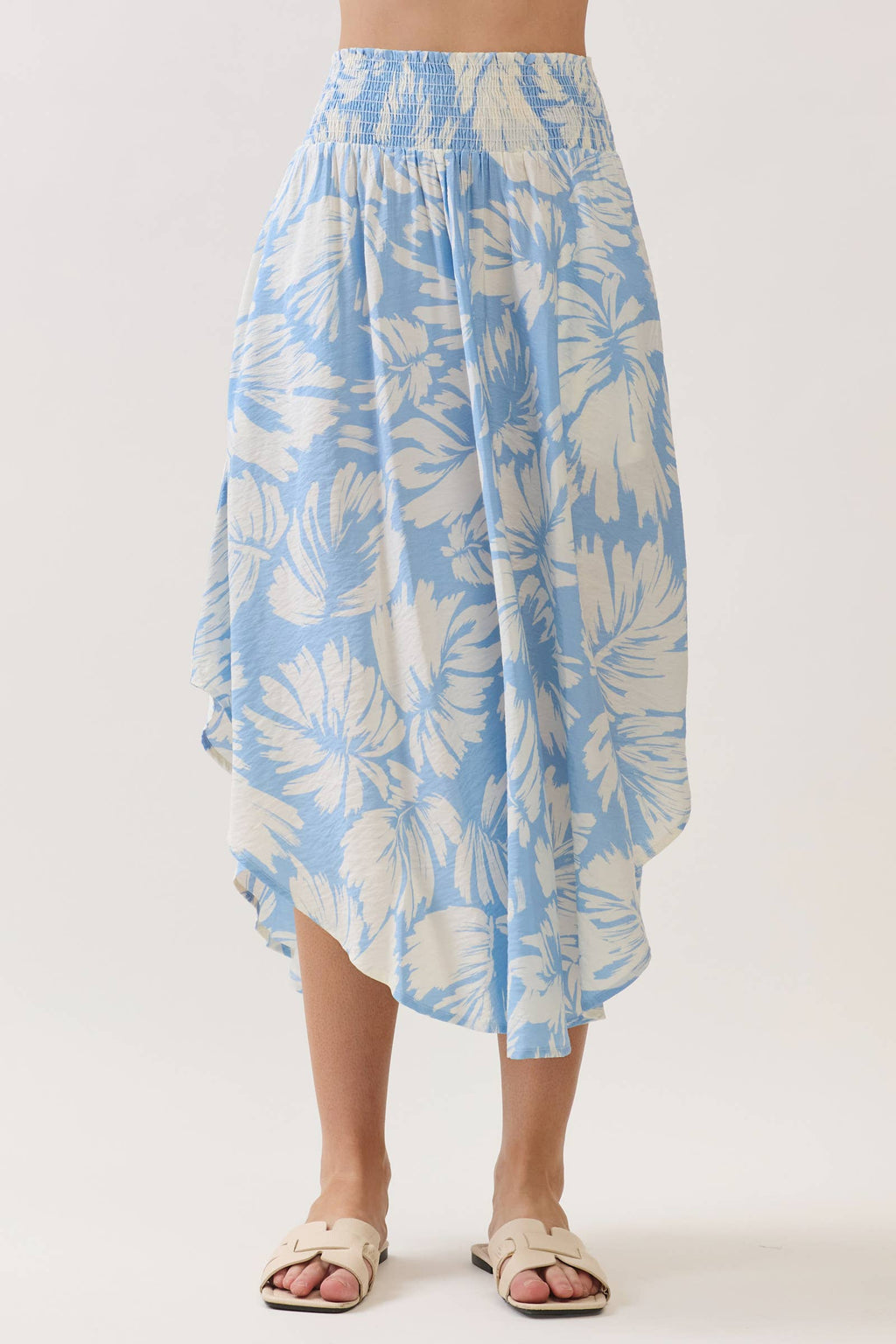 Tropical Smocked Waist Flowy Skirt
