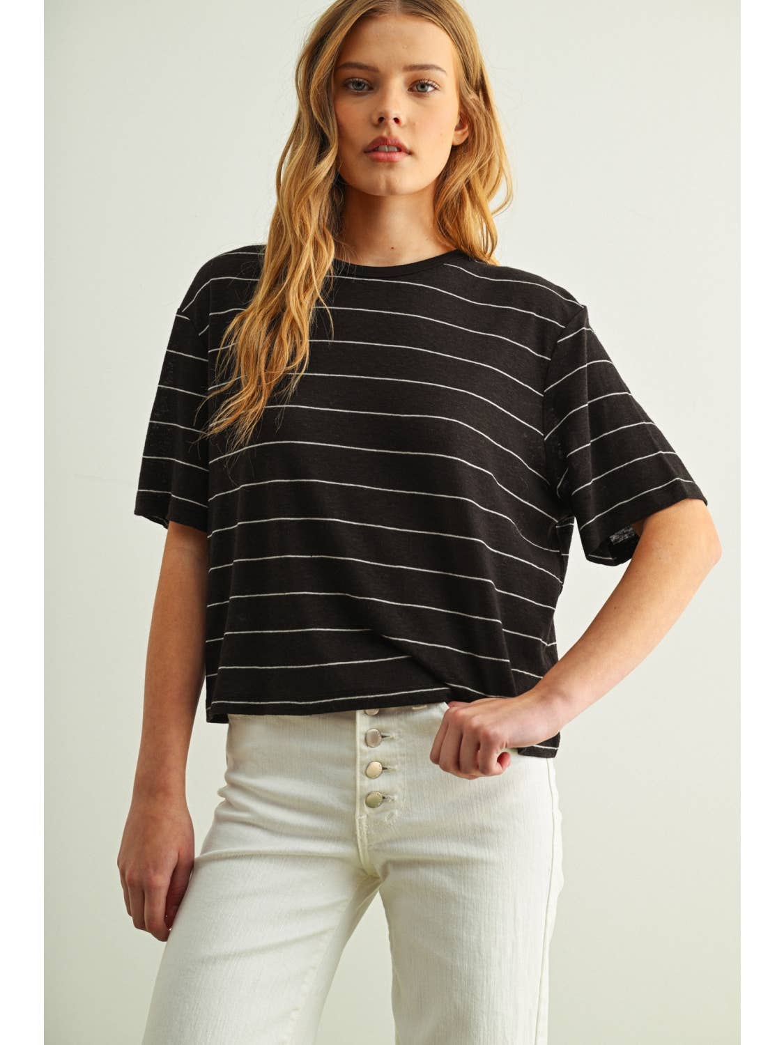 Stripe Cotton Linen Top