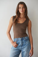 Ava Double-Layer Top  Dark Brown