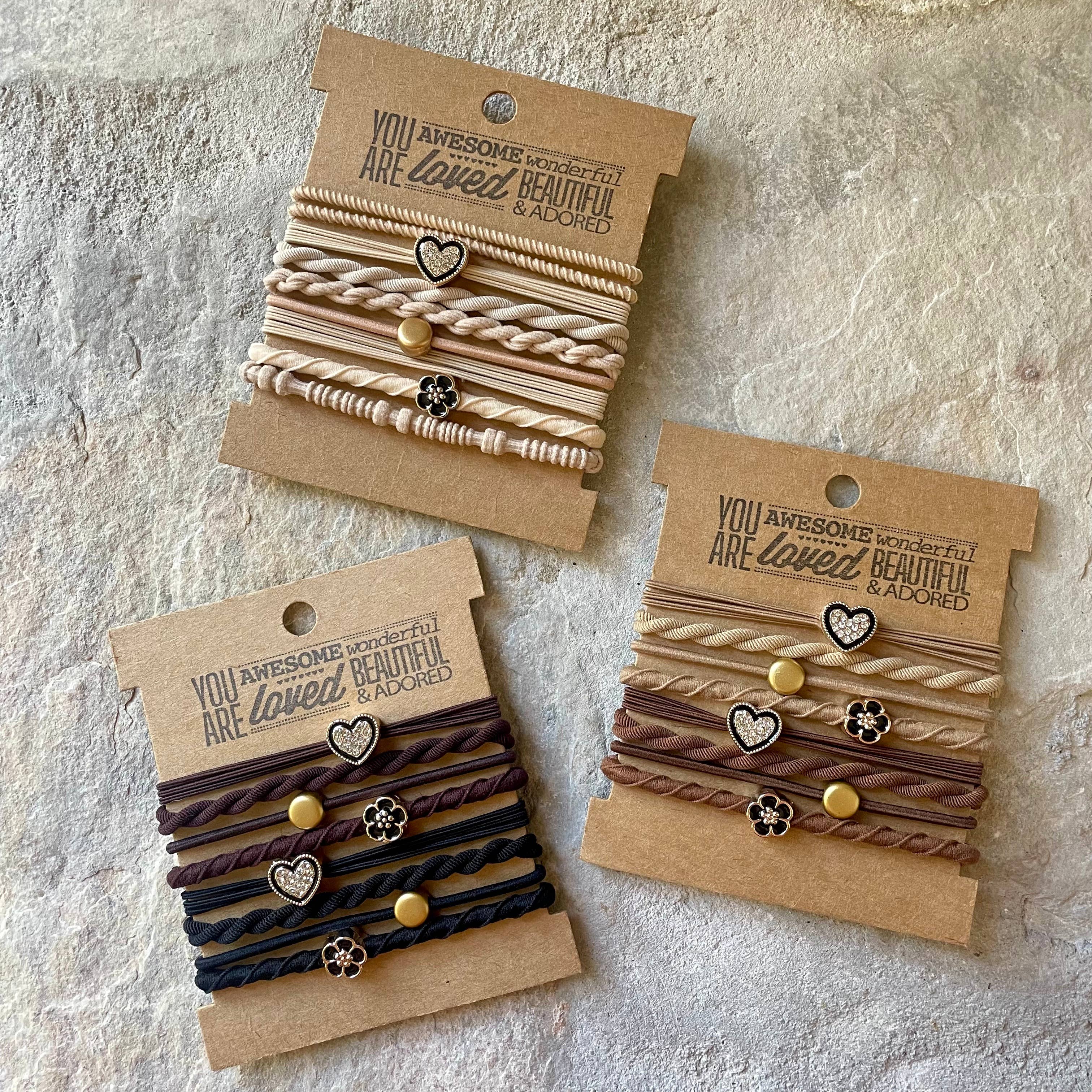 Charm Hair Ties | Brown &amp; Black
