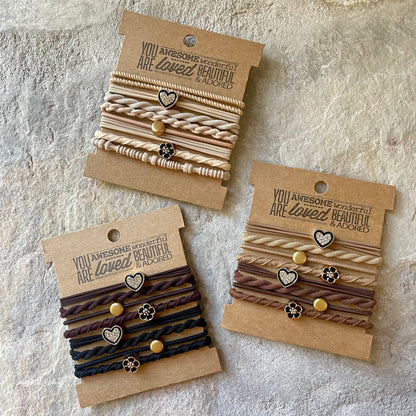 Charm Hair Ties | Brown &amp; Black