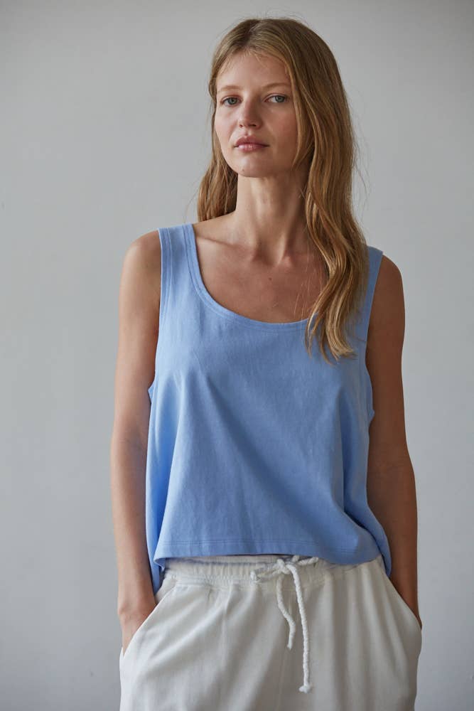 Knit Cotton Scoop Neck Sleeveless Tank Top
