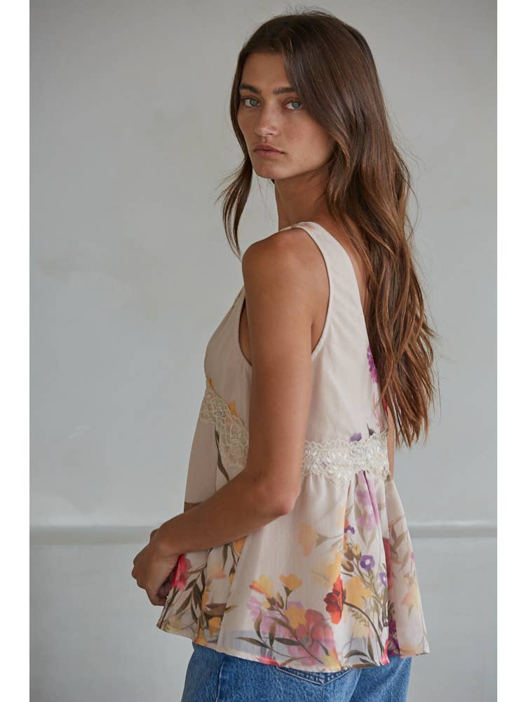 Floral Print Babydoll Top