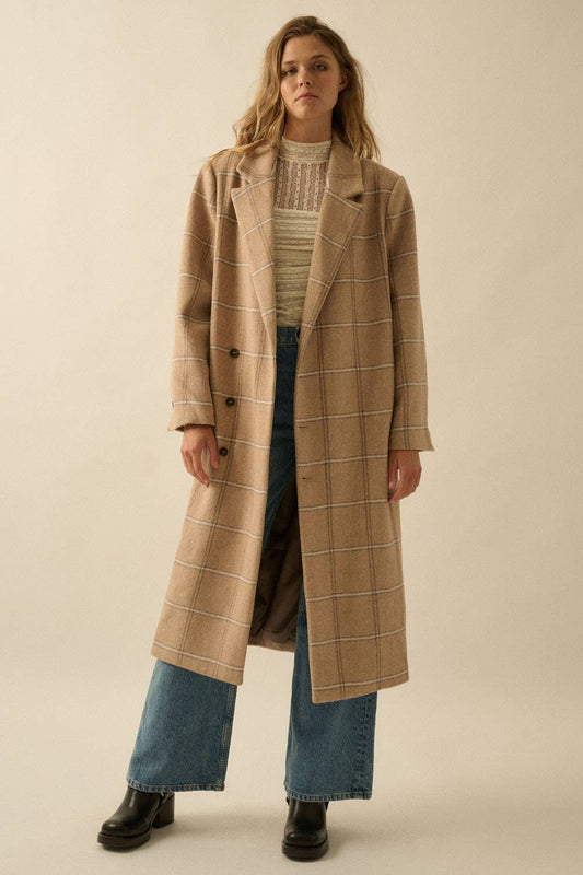 Plaid Herringbone Tweed  Overcoat