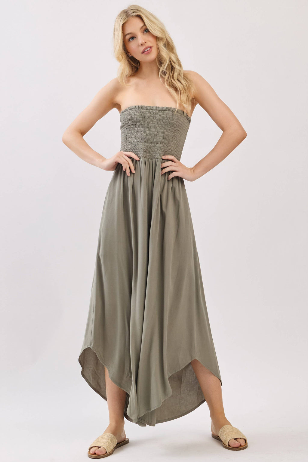 Serenity Smocked Strapless Jumpsuit