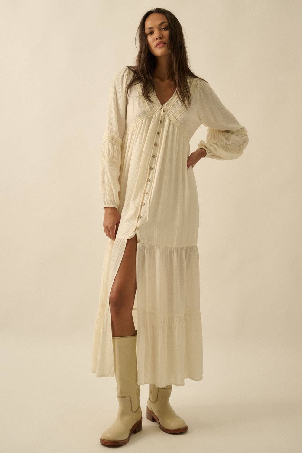 Tibby Button-Front Maxi Dress