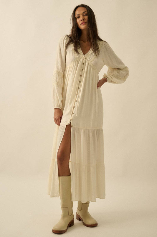 Tibby Button-Front Maxi Dress