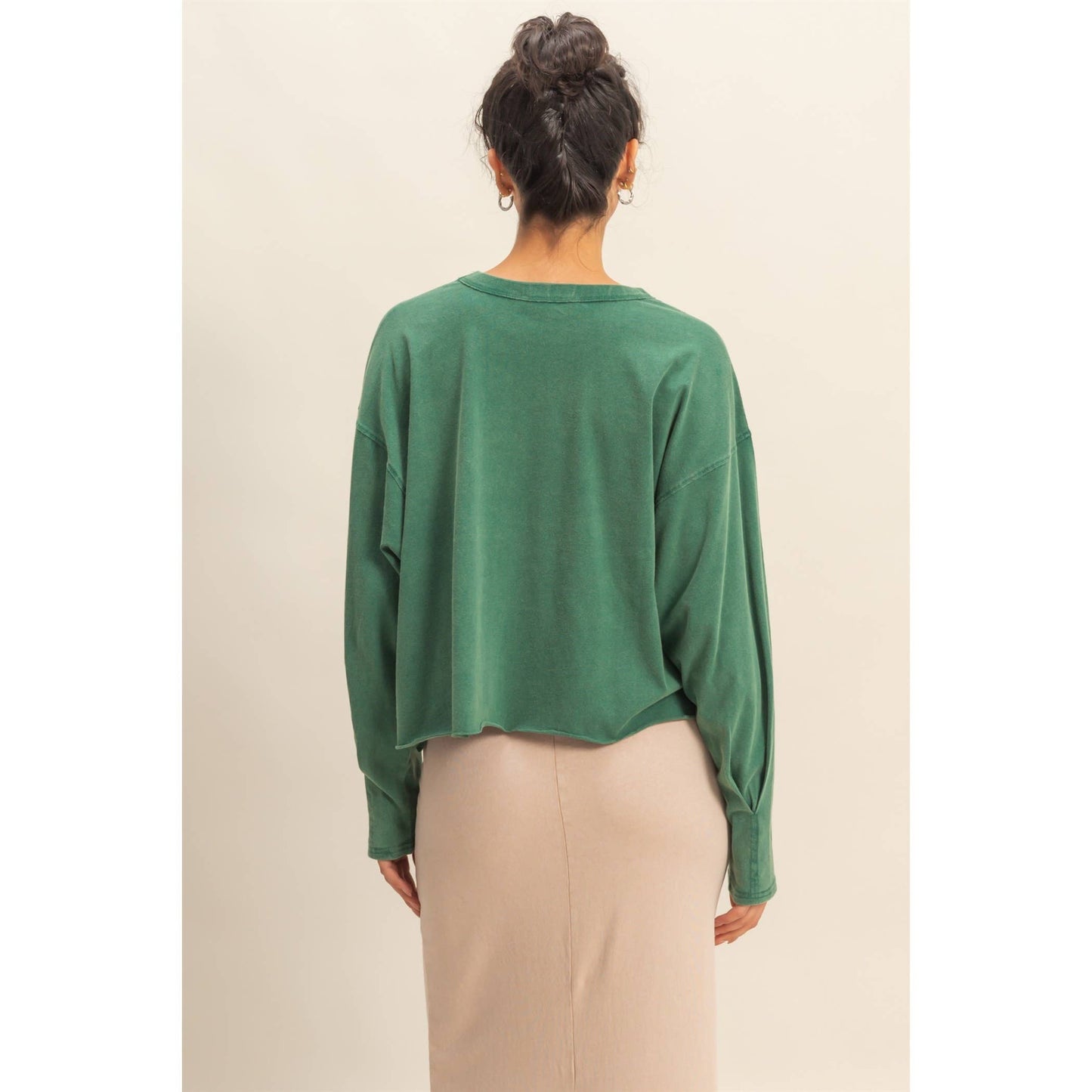 Washed Oversized Long Sleeve Top