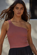 High Quality Seamless One Shoulder Ribbed Top