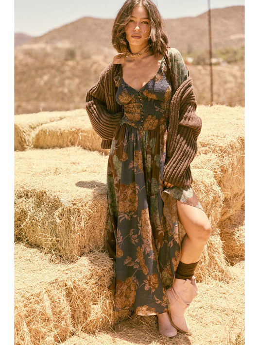 Beautiful Blooms Smocked Floral Maxi Dress