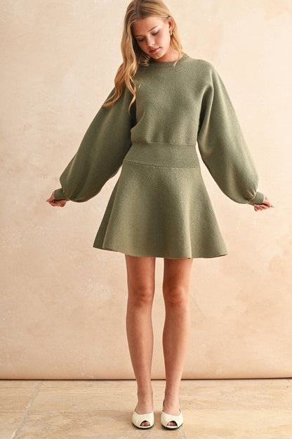 BALLON SLEEVE SWEATER DRESS